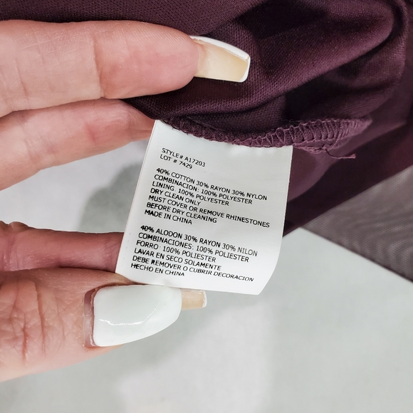 Betsy & Adam Deep Plum Crystal Waist Lace Formal Mother of the Bride Dress SZ 6 - Picture 13 of 16